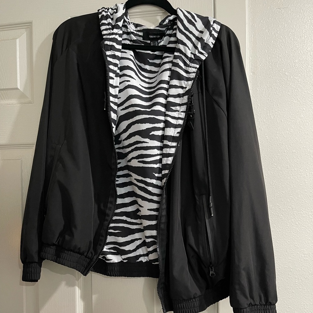 Black Windbreaker with Zebra Interior